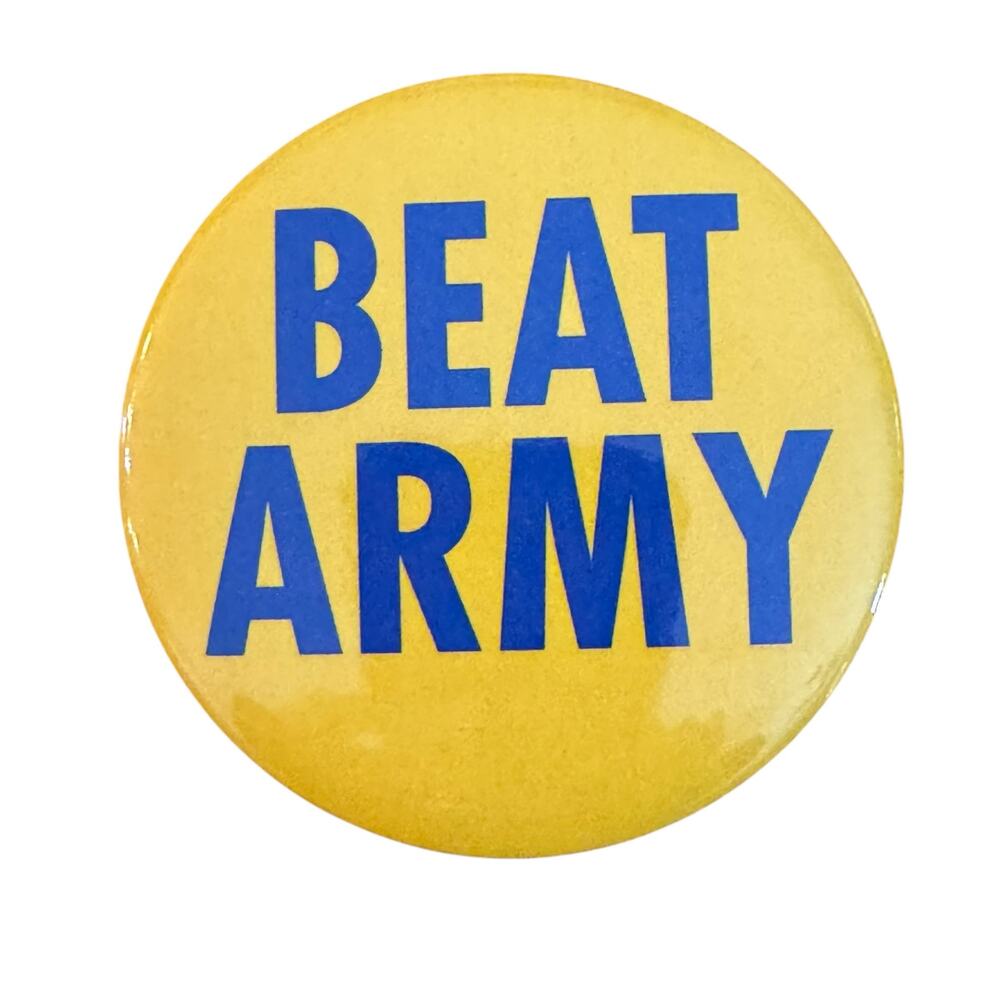 Vintage 3.5 inch  Deadstock New 1980's Beat Army Pin Button Go Navy